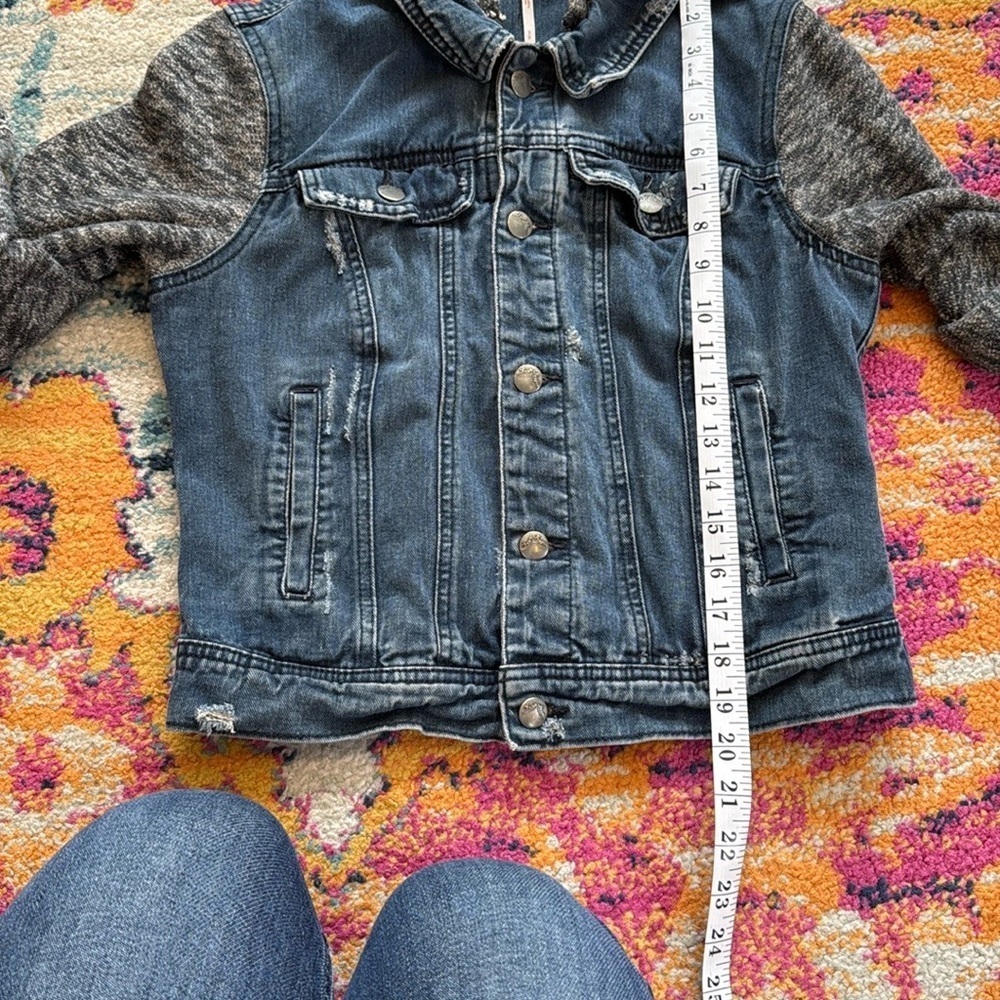 Free People Denim and Gray Hooded Jacket - Picture 3 of 6